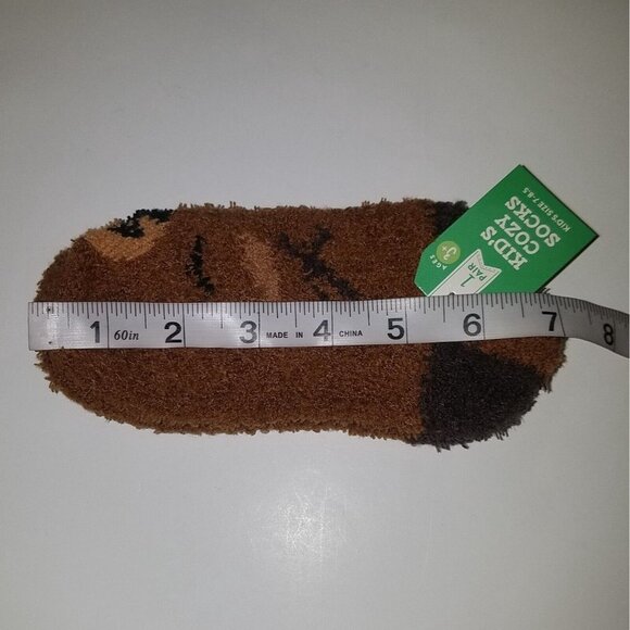 NEW 2 Pairs Brown Deer Kids Cozy Socks Fuzzy Size 7-8.5 Lot Reindeer - Picture 6 of 6